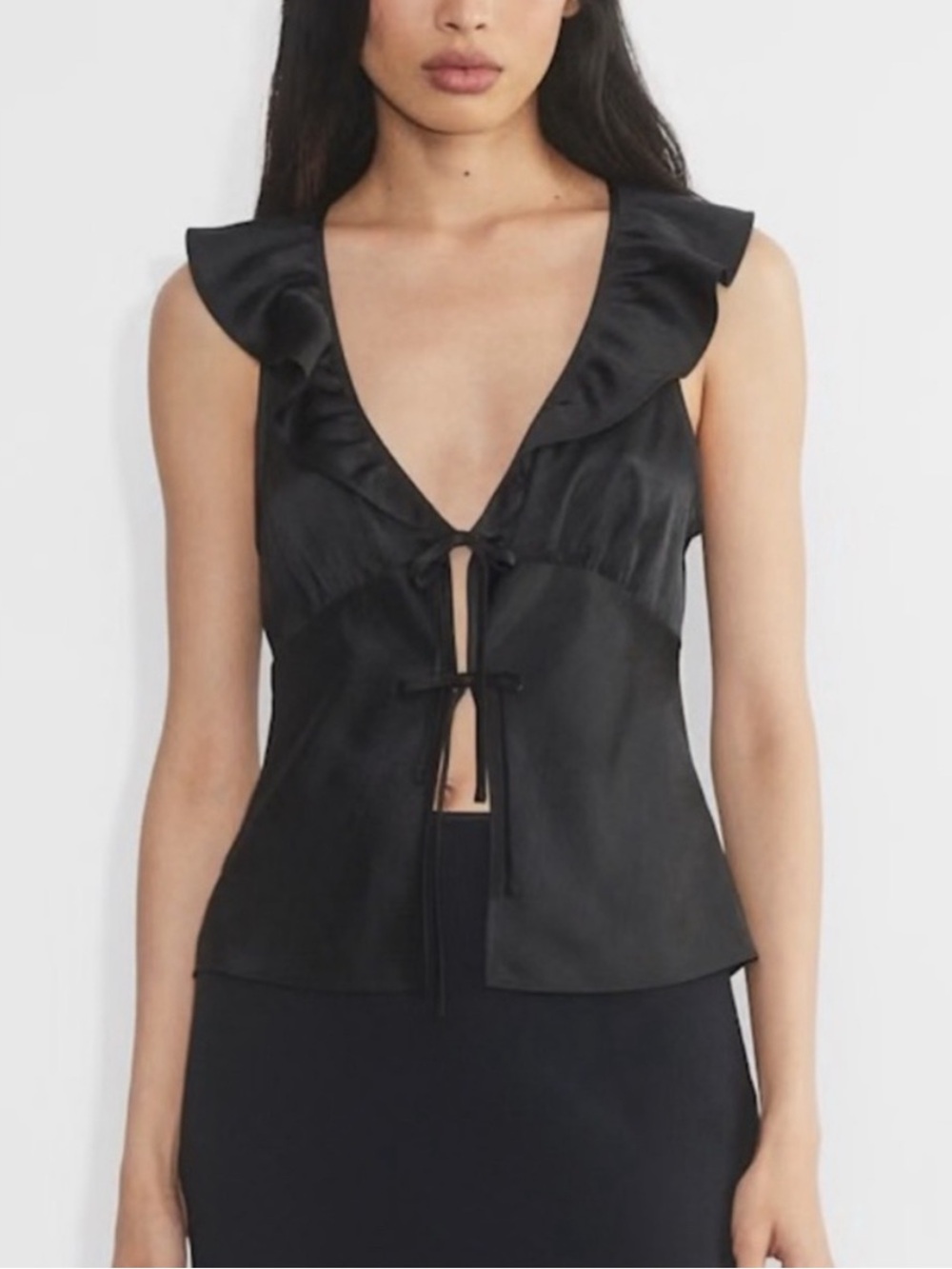 Aritzia Tonka Satin Blouse Black
